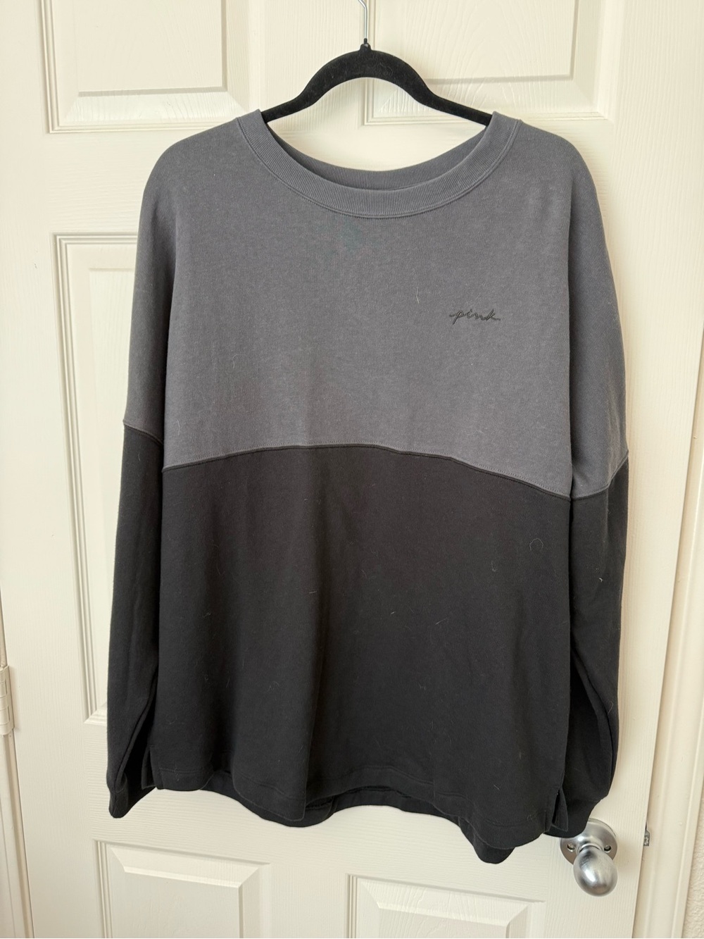 Split Two-Tone Crewneck Sweatshirt - PINK